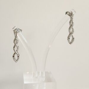 STATEMENT EARRINGS BRAIDED DROPS STONES SILVER BR KRN BRAND NEW